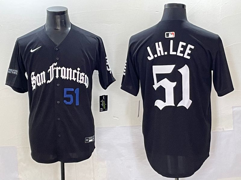 Men 2025 San Francisco Giants 51 J.H.Lee Black Five generations Joint Name Nike MLB Jersey style 46